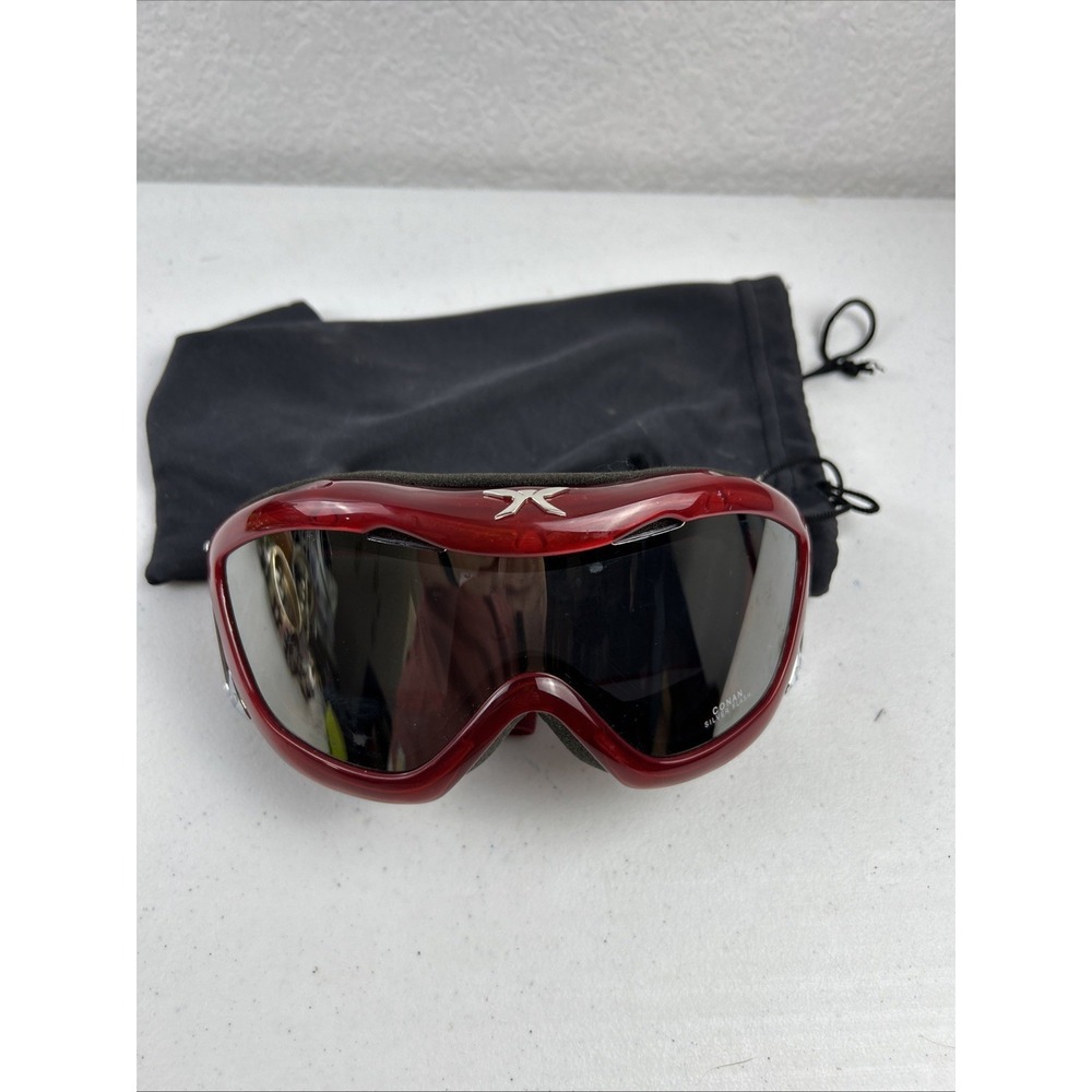 Carrera Conan Silver Flash Ski Goggles Red Frame Silver Lens Mens Womens